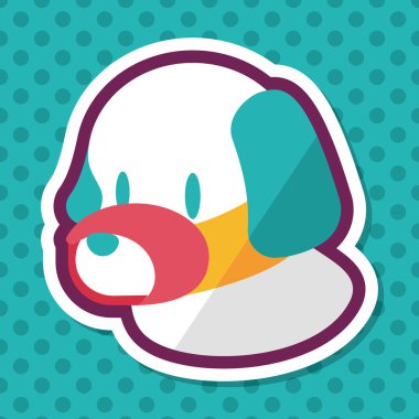 Evde beslenen hayvan köpek ağız kapak düz simgesiyle uzun gölge, eps10