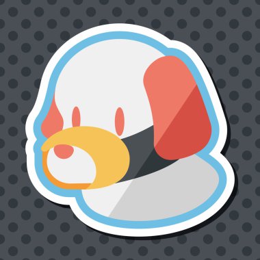 Evde beslenen hayvan köpek ağız kapak düz simgesiyle uzun gölge, eps10