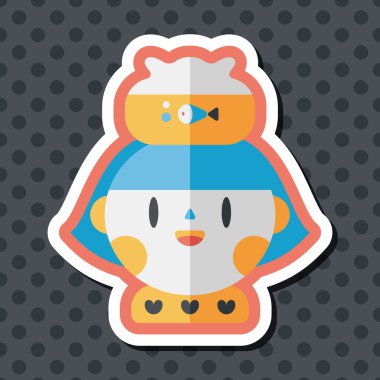 Evde beslenen hayvan balık ve kız arkadaşlık düz simgesi ile uzun gölge, eps10