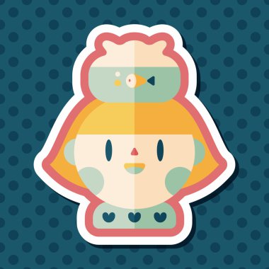 Evde beslenen hayvan balık ve kız arkadaşlık düz simgesi ile uzun gölge, eps10