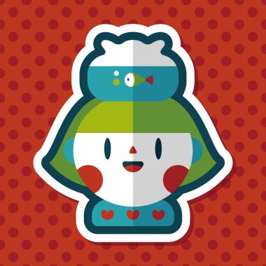 Evde beslenen hayvan balık ve kız arkadaşlık düz simgesi ile uzun gölge, eps10