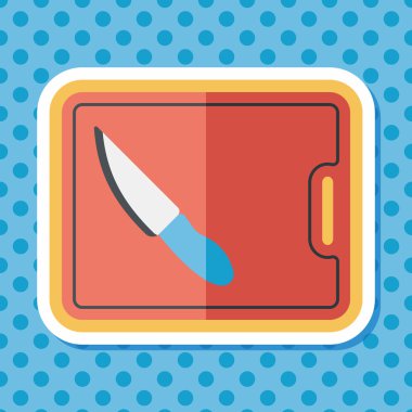 uzun gölge ile yönetim kurulu ve bıçak düz simgesi doğrama mutfak eşyaları,