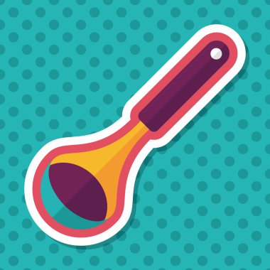 Uzun Gölge, eps10 ile mutfak eşyaları kaşık düz simgesi