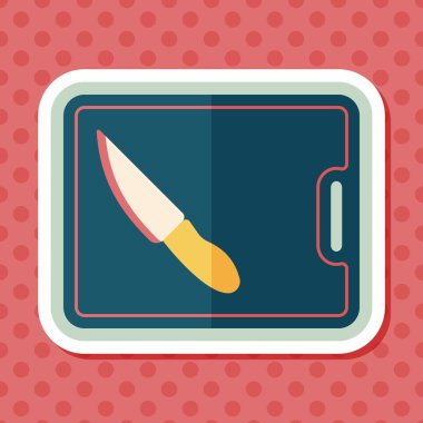 uzun gölge ile yönetim kurulu ve bıçak düz simgesi doğrama mutfak eşyaları,