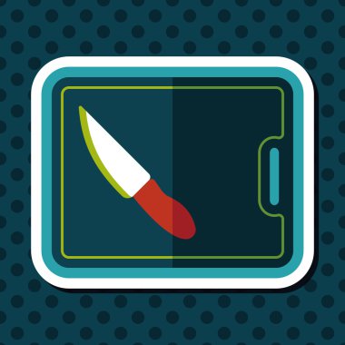 uzun gölge ile yönetim kurulu ve bıçak düz simgesi doğrama mutfak eşyaları,