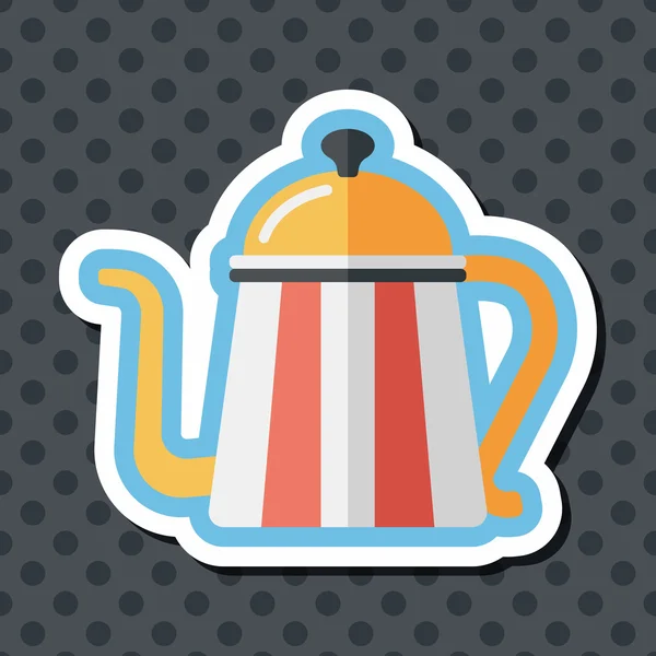 Bouilloire à café icône plate avec ombre longue, eps10 — Image vectorielle