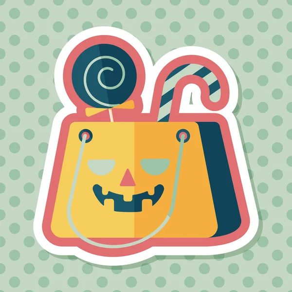 Halloween-Einkaufstasche flaches Symbol mit langem Schatten, Eps10 — Stockvektor
