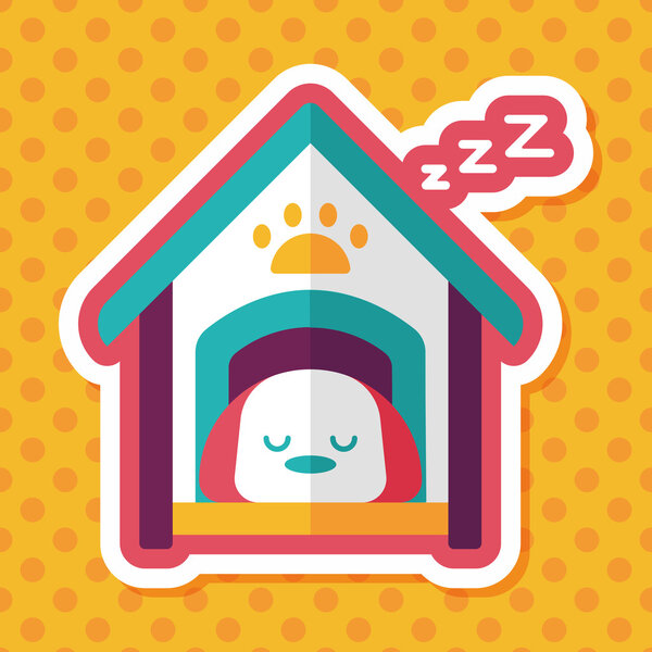 Pet dog house flat icon with long shadow,eps10