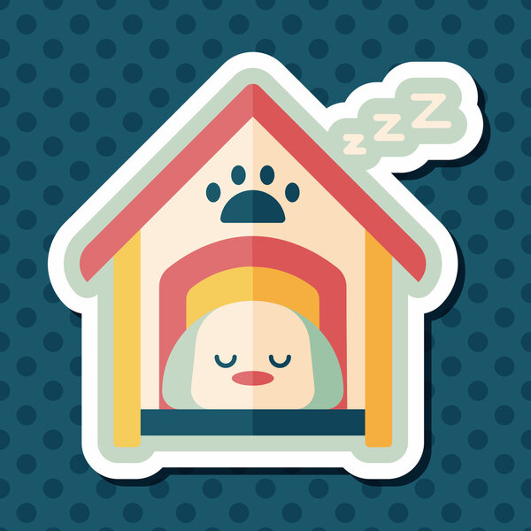 Pet dog house flat icon with long shadow,eps10