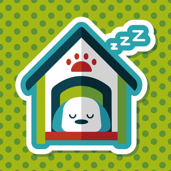 Pet dog house flat icon with long shadow,eps10