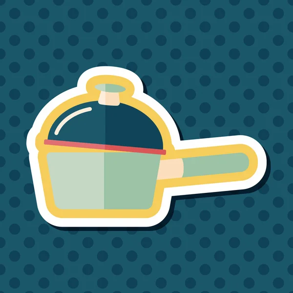 Utensilios de cocina olla icono plano con sombra larga, eps10 — Vector de stock