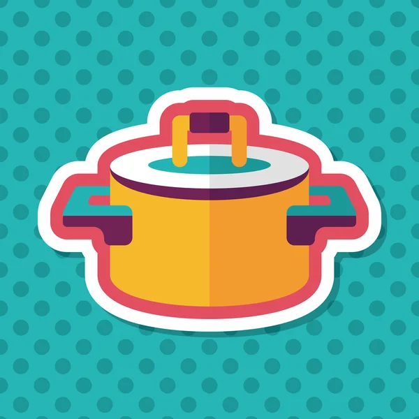 Utensilios de cocina olla icono plano con sombra larga, eps10 — Vector de stock