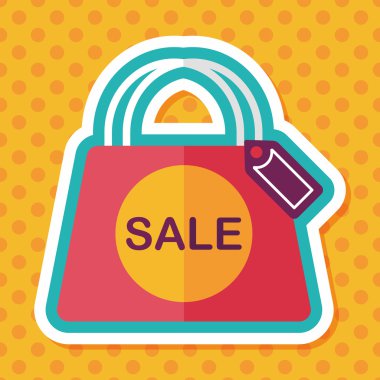 kağıt çanta düz simgesi uzun gölge, eps1 ile alışveriş