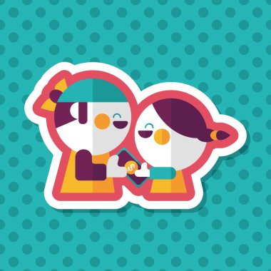 Sevgililer alışveriş uzun gölge, eps10 düz simgesiyle