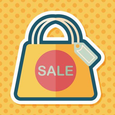 kağıt çanta düz simgesi uzun gölge, eps1 ile alışveriş