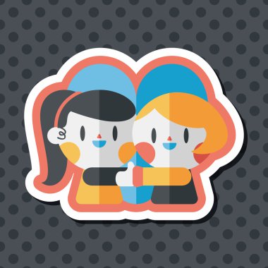 Uzun Gölge, eps10 ile Sevgililer günü Çift düz simgesi