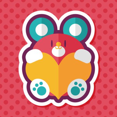 Sevgililer günü hediyesi ayı düz simgesiyle uzun gölge, eps10