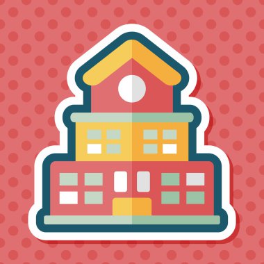 Bina okul düz simgesi ile uzun gölge, eps10