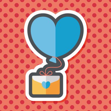 Sevgililer günü aşk mektubu düz simgesiyle uzun gölge, eps10