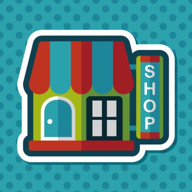 Bina dükkan mağaza düz simgesiyle uzun gölge, eps10