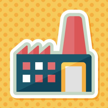 Bina Fabrika düz simgesi ile uzun gölge, eps10