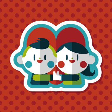 Uzun Gölge, eps10 ile Sevgililer günü Çift düz simgesi