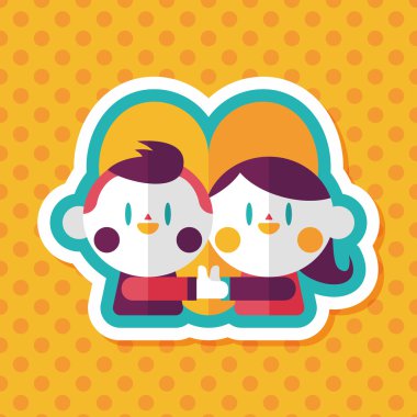 Uzun Gölge, eps10 ile Sevgililer günü Çift düz simgesi