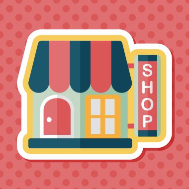 Bina dükkan mağaza düz simgesiyle uzun gölge, eps10