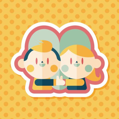 Uzun Gölge, eps10 ile Sevgililer günü Çift düz simgesi