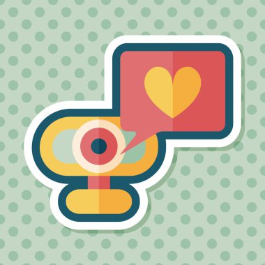 Uzun gölge ile Sevgililer günü webcame aşk ileti düz simgesi,