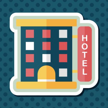 Bina otel düz simgesi ile uzun gölge, eps10