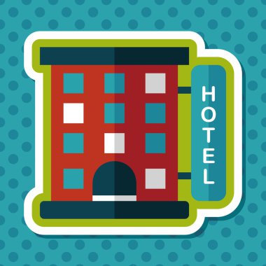 Bina otel düz simgesi ile uzun gölge, eps10