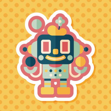 Robot kavramı uzun gölge, eps10 düz simgesiyle