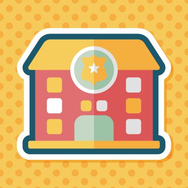 Polis karakoluna uzun gölge, eps10 düz simgesiyle