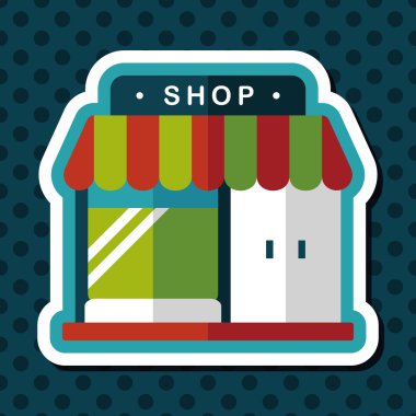 Bina dükkan mağaza düz simgesiyle uzun gölge, eps10