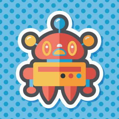 Robot kavramı uzun gölge, eps10 düz simgesiyle