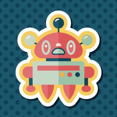 Robot kavramı uzun gölge, eps10 düz simgesiyle