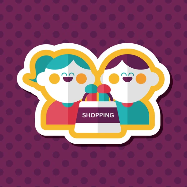 Valentine Shopping flat icon with long shadow,eps10 — Stock Vector