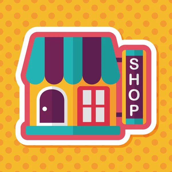 Building shop store flat icon with long shadow, eps10 — стоковый вектор