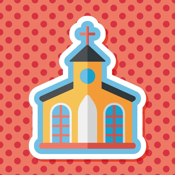 Edificio iglesia icono plano con sombra larga, eps10 — Vector de stock