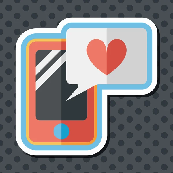 Plochý ikona Valentýna zprávy telefon s dlouhý stín, eps10 — Stockový vektor