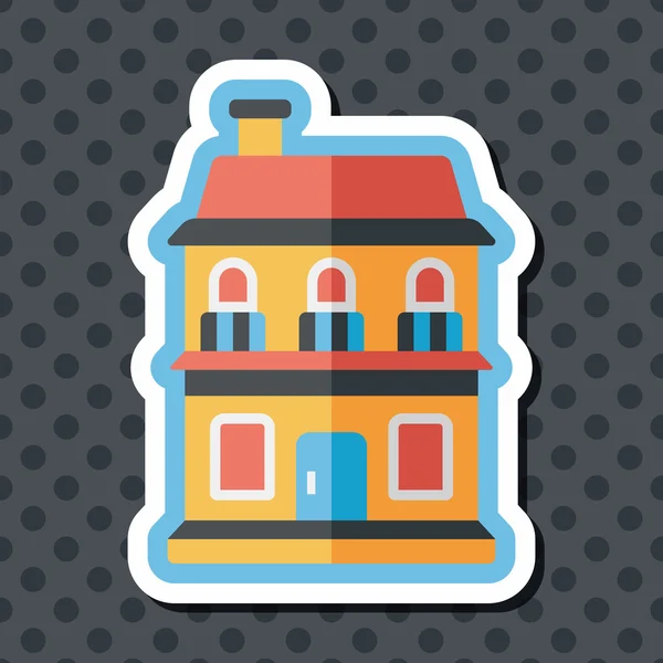 Edifício casa plana ícone com sombra longa, eps10 —  Vetores de Stock
