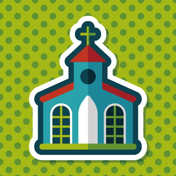 Building church flat icon with long shadow, eps10 — стоковый вектор