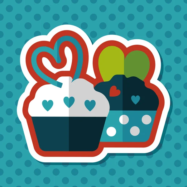 Cupcake Saint-Valentin icône plate avec ombre longue, eps10 — Image vectorielle