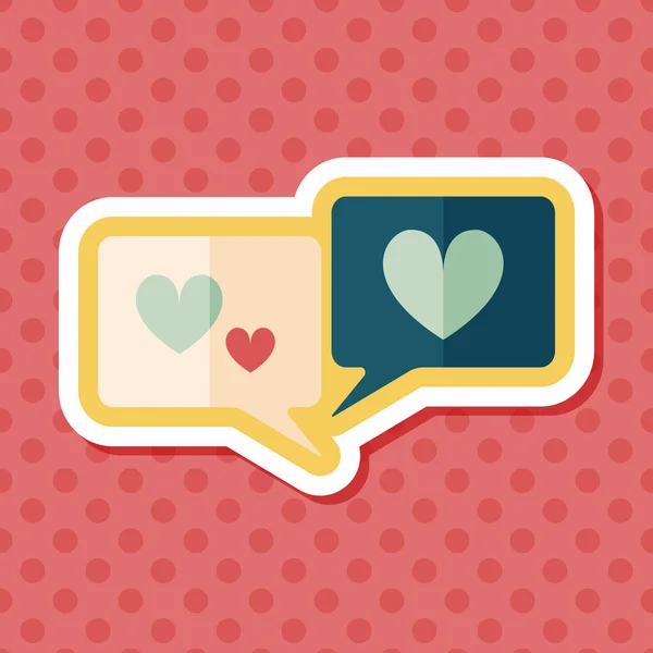 Valentýn lásku telefonní plochý ikona zprávy s dlouhý stín, ep — Stockový vektor