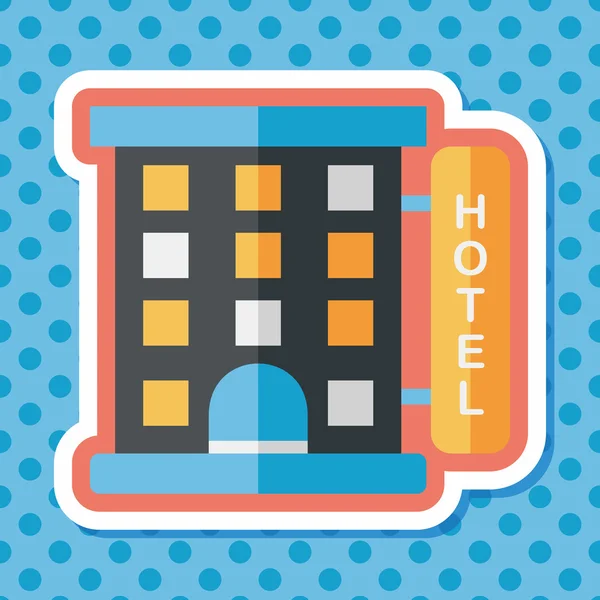 Gebouw hotel platte pictogram met lange schaduw, eps10 — Stockvector