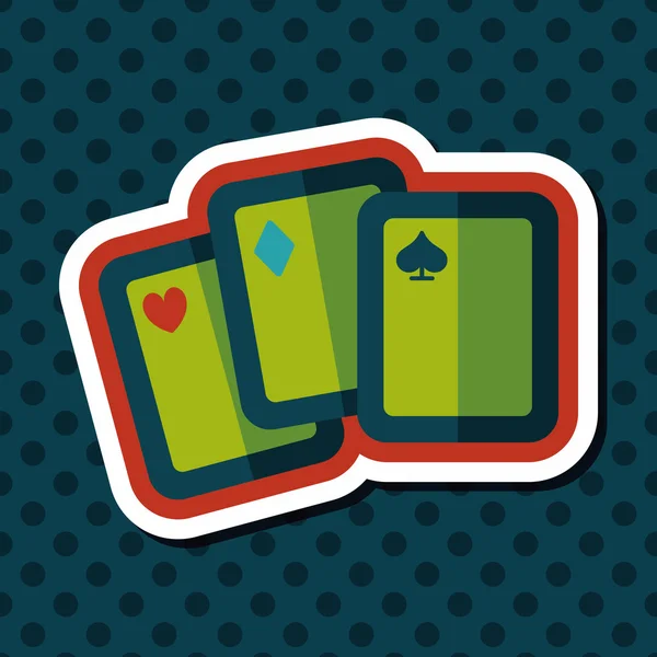 Jugar a las cartas icono plano con sombra larga, eps10 — Vector de stock