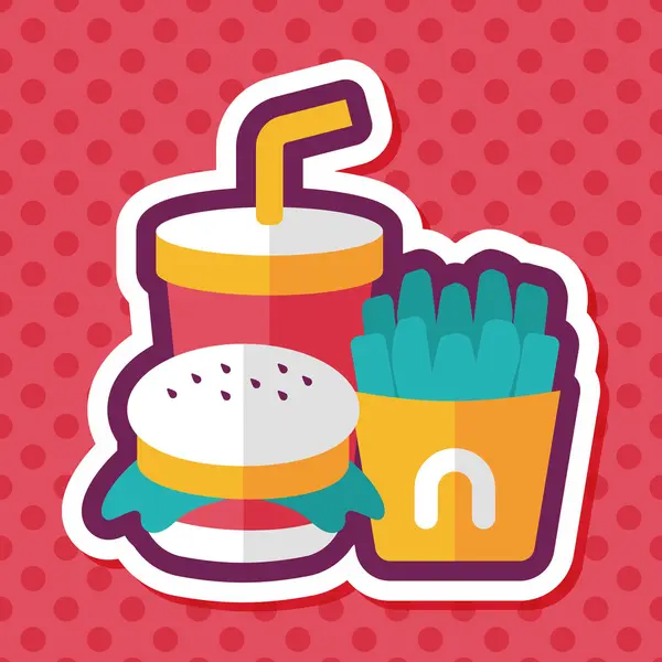 Fast foody płaski ikona z długim cieniem, eps10 — Wektor stockowy