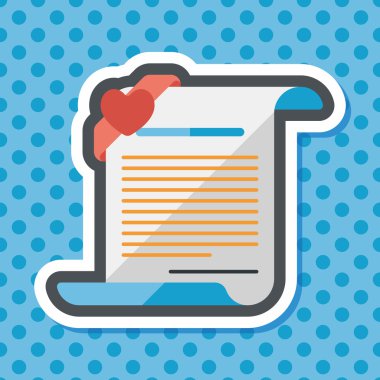 evlilik belge düz simgesi ile uzun gölge, eps10