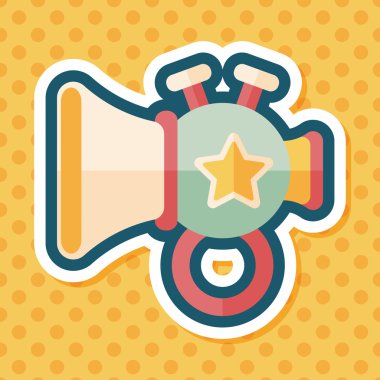 trompet veya boynuzu oyuncak düz simgesi ile uzun gölge, eps10